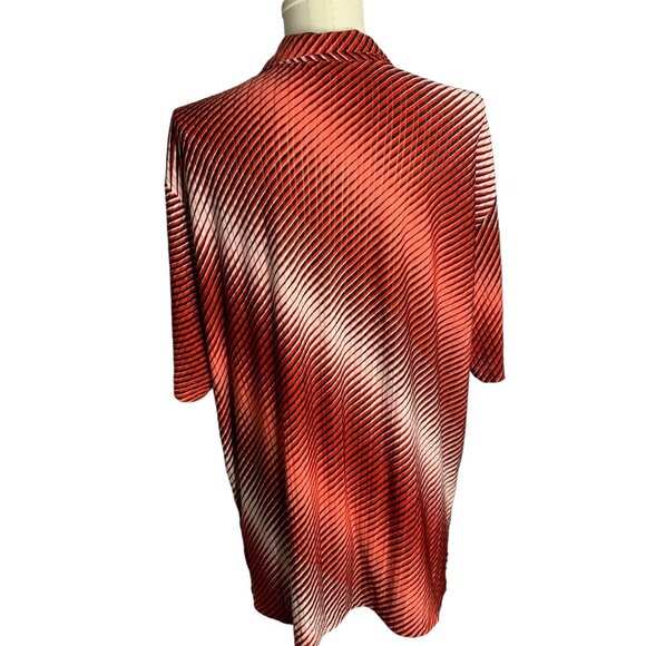 Vintage 90s Maltos Button Up Club Shirt XL Red Striped Stretch Knit Short Sleeve - Picture 5 of 7